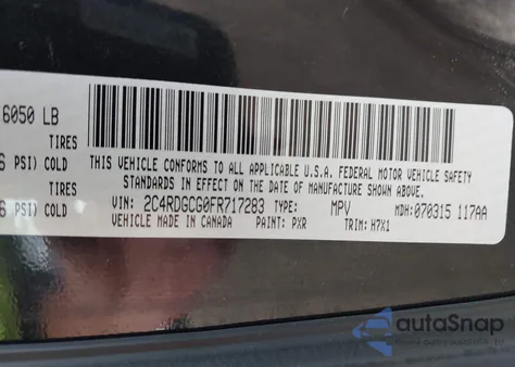 2015 Dodge Grand Caravan Sxt from USA, damaged, VIN 2C4RDGCG0FR717283